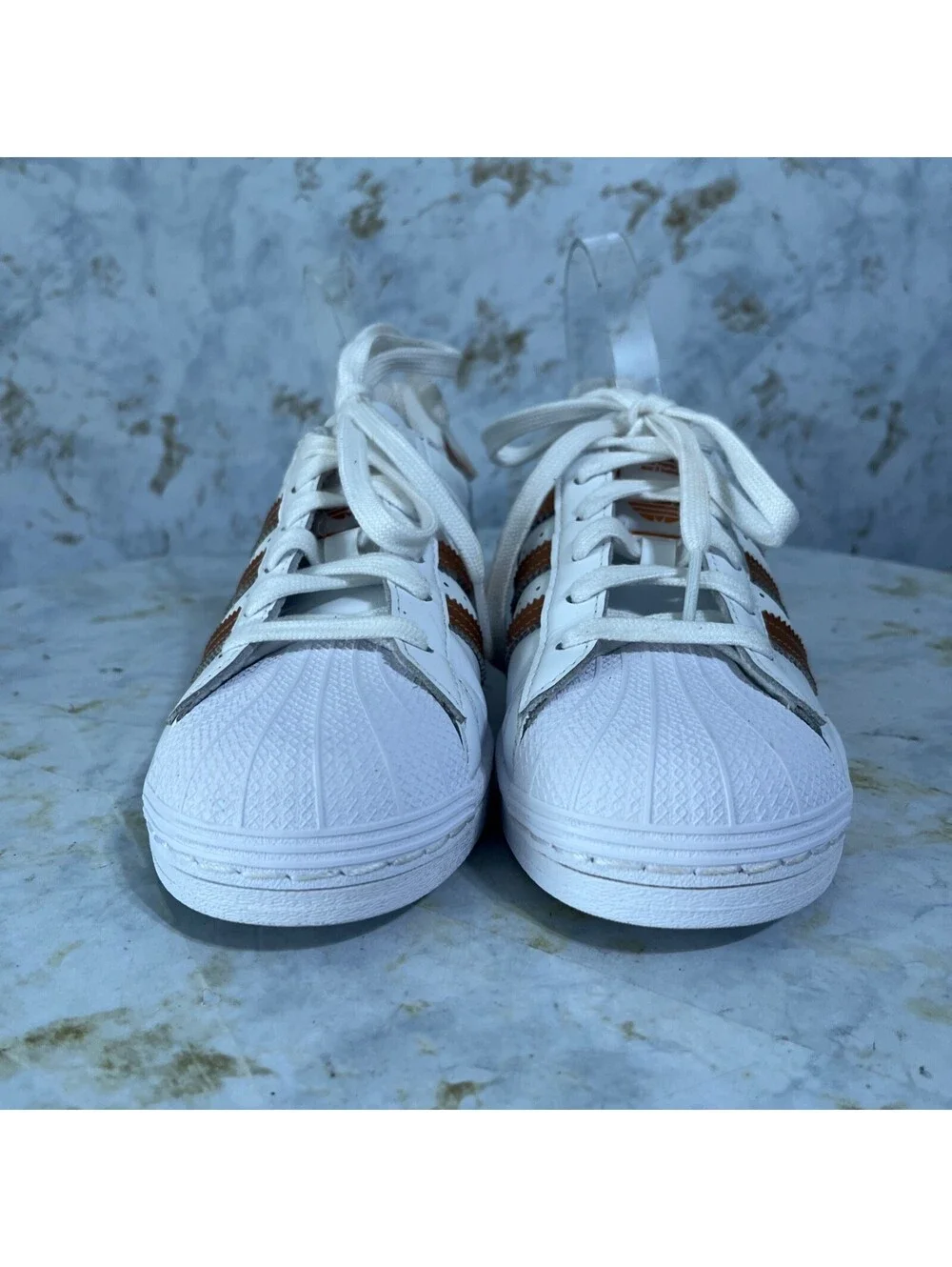 Adidas Superstar Women's Size 6.5 Shoes White Copper Casual Low Top Sneakers